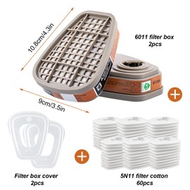 6001 Filter for Respirator Mask Set, with 60 Filter Cotton (1 Pair/2 Pieces) and Filter Cotton, for 3 m Mask, Dust Mask with Filter, Compatible with 6200, 6800, 7502 Respirator Mask (64)