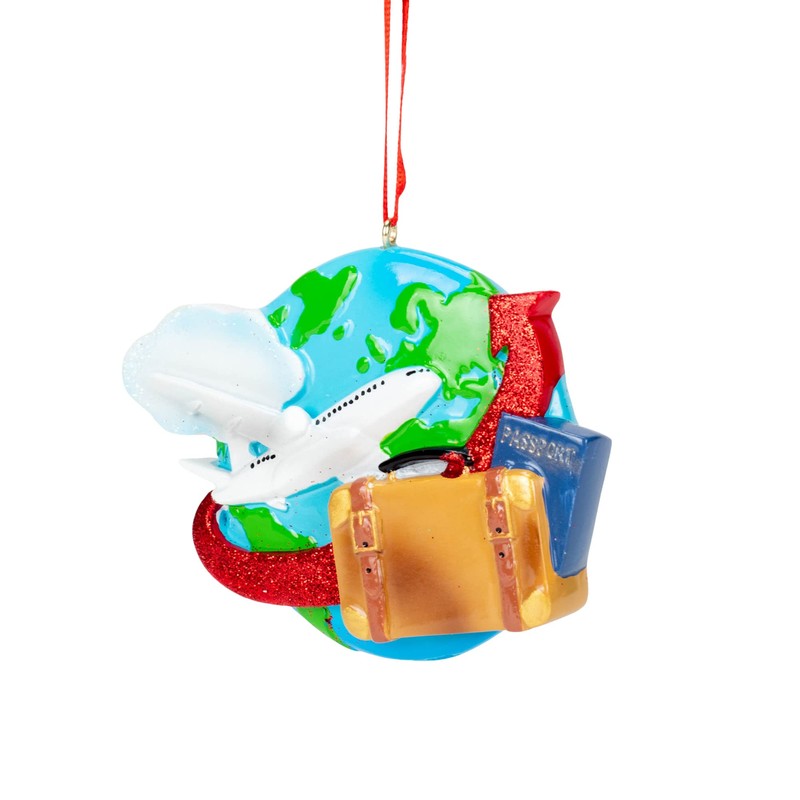 Kurt S Adler Globe Travel Theme 3 Inch Multi-Colored Resin