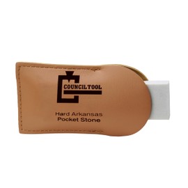 COUNCIL TOOL Pocket Sharpening Stone - 1000 Grit Sharpening Stone with Hard Grit & Leather Pouch, Made in the USA - 80-HD
