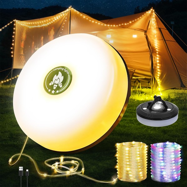 Camping String Lights | Rechargeable 4 in 1 Quick Storage