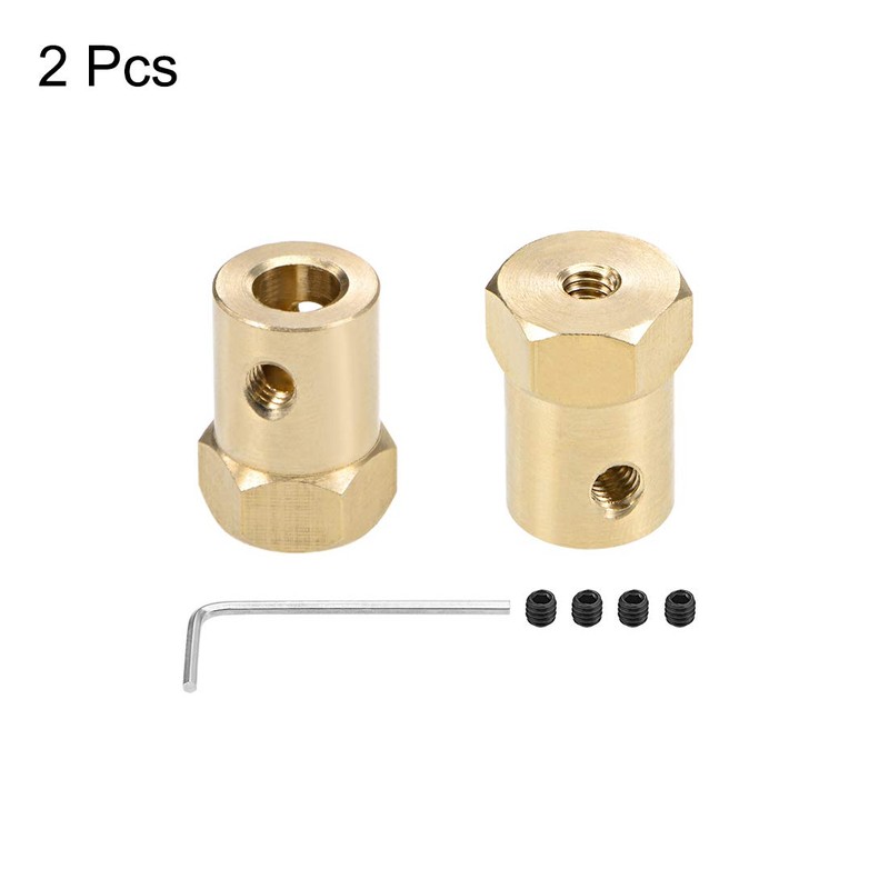 sourcing map Hexagonal Coupling 6 mm Bore Motor Hexagonal Brass