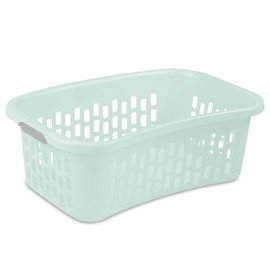Sterilite 18 Pack HipHold Laundry Basket, Plastic Rectangle Clothes Hamper with Comfort Grip Handles & Reinforced Rim, 1.5 Bushel Capacity, Mint