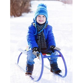 2 Pairs Kids Winter Gloves Full Finger Knitted Gloves Warm Stretchy Mittens for Boys Girls Supplies (Black, Red)