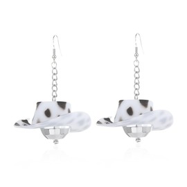 QIAOLEHUI Western Disco Cowgirl Cowboy Hat Earrings Disco Ball Earrings Jewelry Country Concert Party Gift for Women (White)
