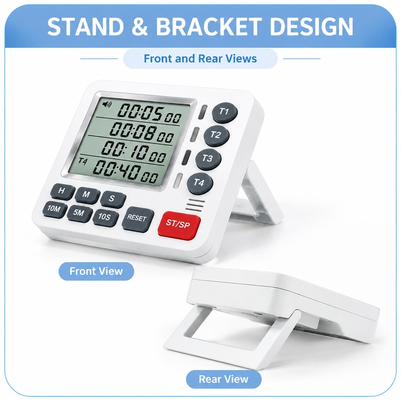 4-Channel Digital Kitchen Timer for Cooking & Study – LCD