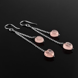 Sunshinegems Natural Rose Quartz Heart Drop Earring, Healing Crystals, Meditation Earring, Yoga Jewelry, Gemstone for Women Healing, Chakra, Birthday, Gift for Her, Jewelry