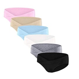 Angelhood 6 Pack Womens Cotton Maternity Underwear,Healthy Maternity Pregnancy Panties Postpartum Mother Under Bump Underwear Large