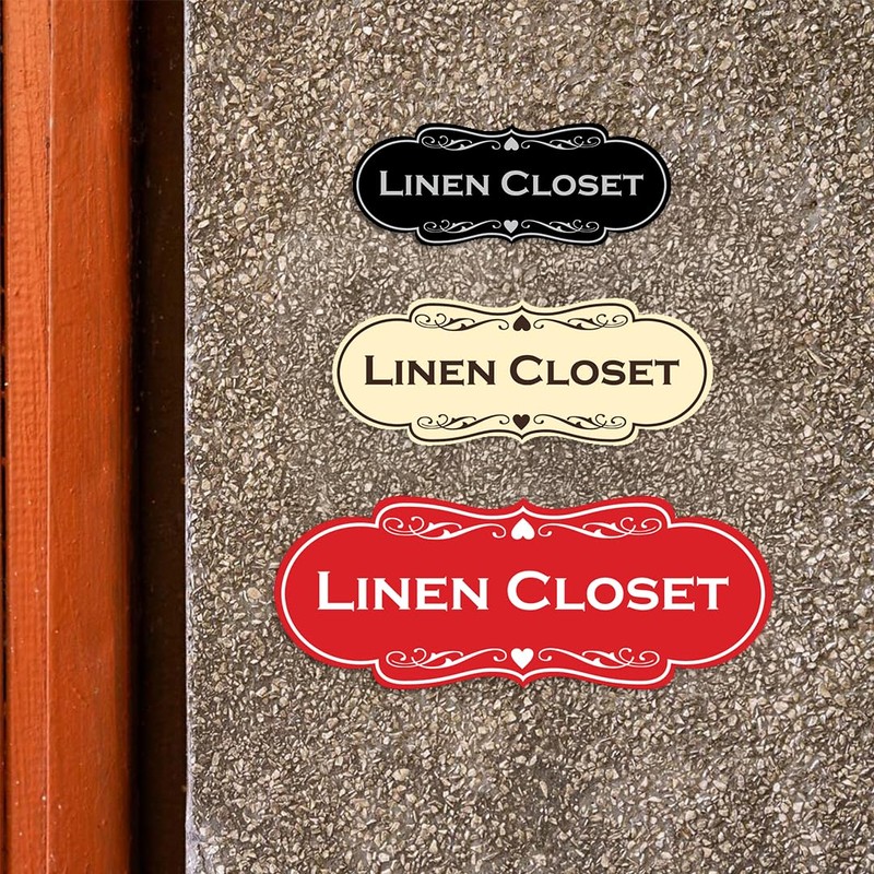 Designer Linen - Letrero de clóset (oro cepillado), pequeño (paquete