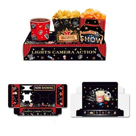 Nenluny 12pcs Movie Night Snack Trays Hold Popcorn Candy Food Drink Movie Theater Snack Boxes for Movie Theater Birthday Party Decoration Favors