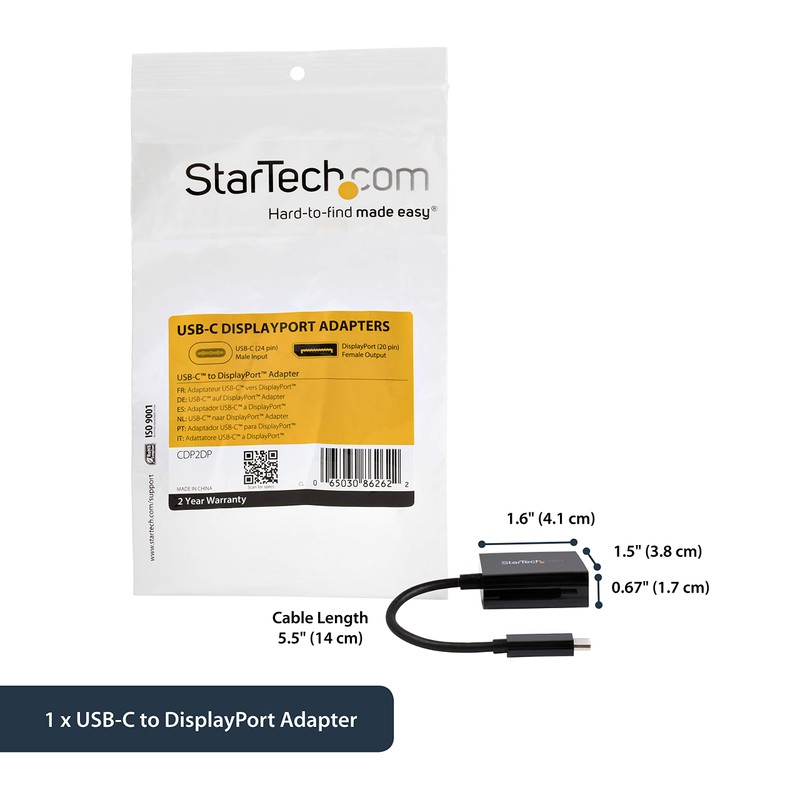 Startech CDP2DP Adaptor USB-C a DisplayPort, Negro