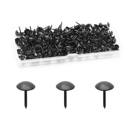 Rierdge 200 Pcs Metal Thumb Tacks Decorative, 2/7" x 1/2" Vintage Thumb Tacks, Heavy Duty Upholstery Tacks for Sofa Furniture DIY Project etc, Black（13mm×7.5mm）