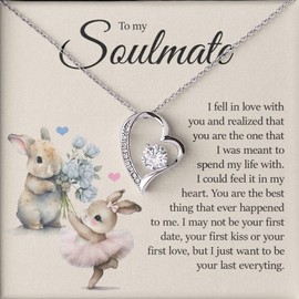 PLUZRLUV Soulmate Gift, Forever Love Necklace, Unique Gift for Her, Gift to Wife Girlfriend for Birthday Christmas, Soulmate Jewelry with Gift Box