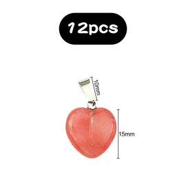 Jagowa 12PCS Heart Shape Stone Pendants Charms Natural Crystals Healing Beads Gemstone Charms for DIY Necklace Jewelry Making