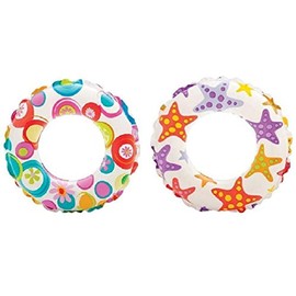 Intex - Recreation Lively Print Swim Ring, Summer Fun (Pack of 2 Assorted)