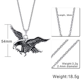 Caimeytie Men's Rock Necklace with Eagle Pendant Stainless Steel Valentine's Gifts, Stainless Steel, No Gemstone