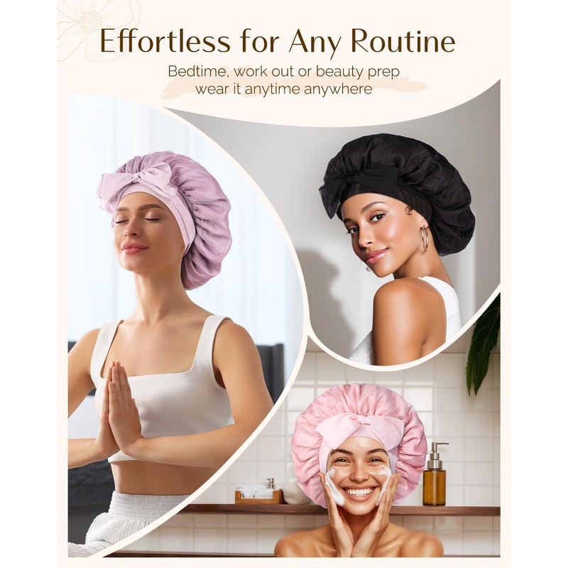 Yanibest Silk Bonnet for Sleeping Women, Satin Lined Hair Bonnet