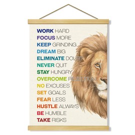 Inspirational Canvas Poster, Motivational Home Office Decorate, Classroom Decor, Lion Wall Painting Posterl, Positive Mindset Canvas Banner, Farmhouse Hanging Decor, Positive Mindset Canvass Banner