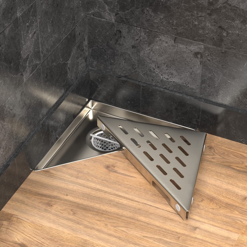 Hydroware Triangle Shower Drain - Stainless Steel Triangular Shower Floor