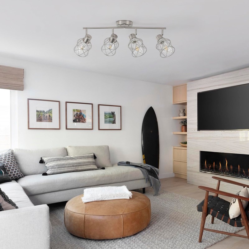 BUXVRCS Adjustable Multi-Directional Brushed Nickel Light Fixtures, Semi Flush Mount