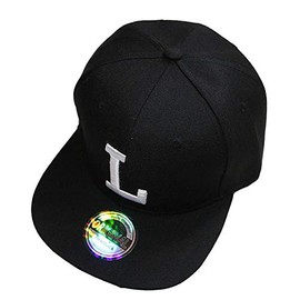 Letter/Initial Snapback Cap in Black & White - l