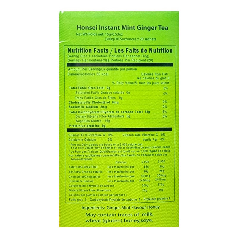 Honsei Instant Ginger Honey, Ginger Mint, and Ginger Lemon Tea