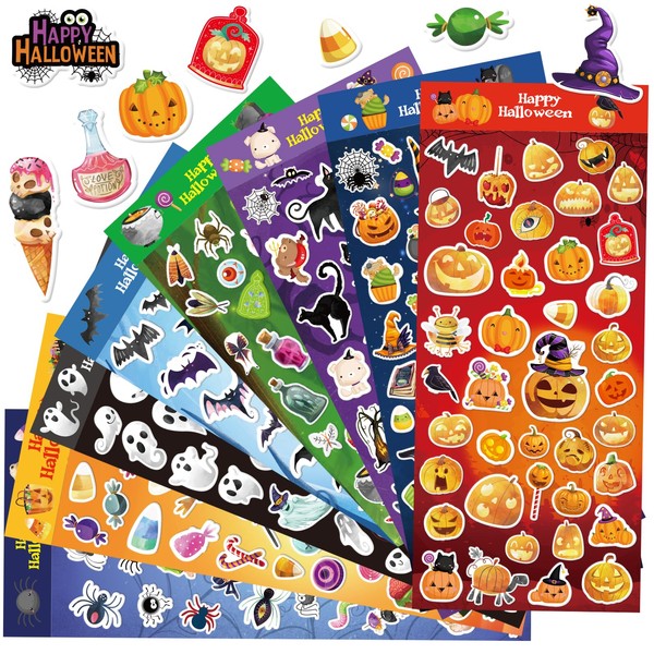 16 Sheets Halloween Puffy Stickers 650PCS Halloween Stickers for Kids Decoration Assortment Party Favor