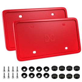 XCLPF Silicone License Plate Frame Covers 2 Pack- Front and Back Car Plate Bracket Holders. Rust-Proof, Rattle-Proof, Weather-Proof (Red)