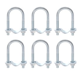 sourcing map Round U-Bolts Pipe Clamp, 6pcs Fit 1-1/4"(32mm) to 1-1/4"(32mm) Double Pipe Clamp Pipe Buckle for Greenhouse Awning Frames Antenna Mast