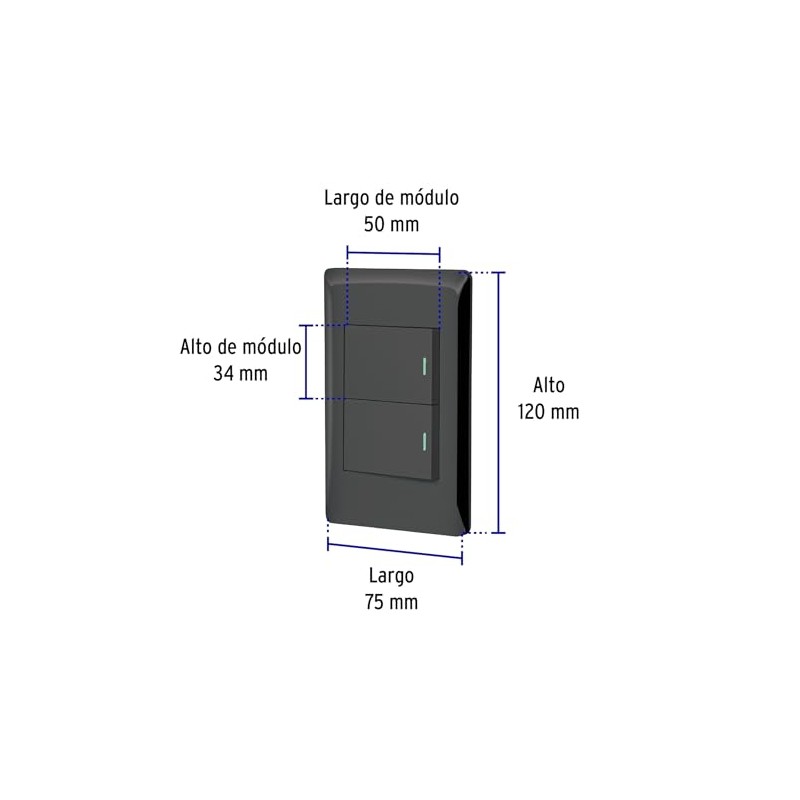 Volteck Apdo15 Placa Armada Negra Interruptores Sencillos Línea Lisboa