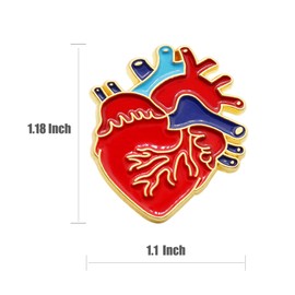 Pack of 12 Red Realistic Anatomical Heart Badge Enamel Lapel Pin Bulk-Brooch For Men Women Clothes Bags Hats