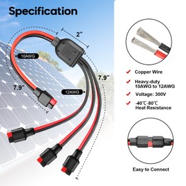 PAEKQ Anderson Y Splitter Cable Solar Panel Connector 1 to 3 Branch Parallel Adapter Cable for Portable Solar Generator Power Station Compatible with GZ Jackery High Power Pole Port Connector