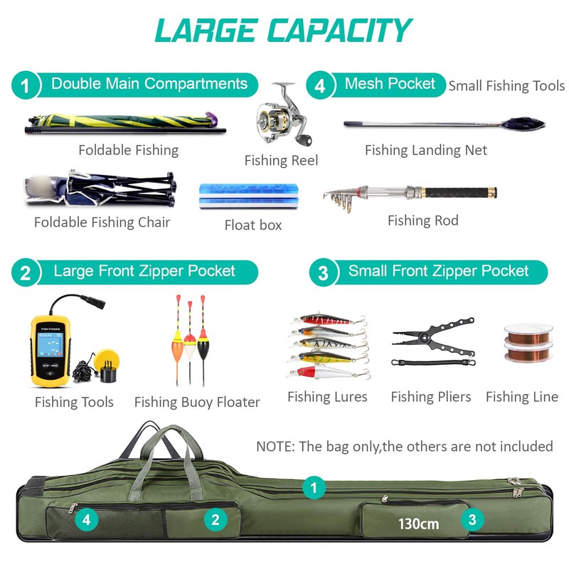 Relaxyee Fishing Rod Case with Fishing Tackle Box Portable Folding