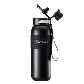 Ratrabas 20 oz Water Bottle Insulated, Stainless Steel Water Bottle with 2-in-1 Lid, Water Bottle with Straw, Sports Water Bottle Keeps Hot for 12 Hrs, Cold for 24 Hrs