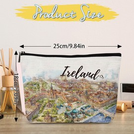 Luvsweets Ireland Makeup Bag Gifts - Ireland Travel Essentials, Ireland Themed Gift Cosmetic Bag, Ireland City Travel Bag with Zipper, Ireland Vocation Trip Gifts for Women Girls Traveller