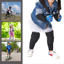 VIWINVELA Kids Knee Pads and Elbow Pads Set Toddler Soft Protective Gear Black M