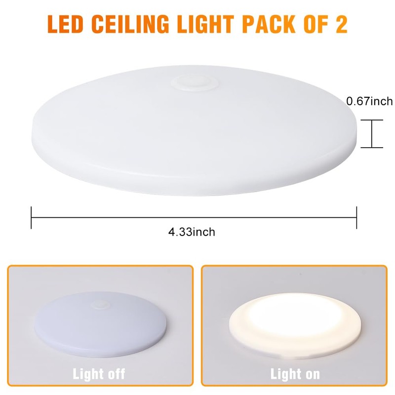 Facon 4.5" LED RV Puck Light Surface Mount - 2Pack,