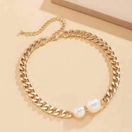 Chunky Gold Necklaces for Women, Dainty Trendy Gold Punk Cuban Link Chain Vintage Heavy Metal Thick Statement Choker Necklace for Teen Girls Jewelry Gifts (DS-N23112712-Chunky1)