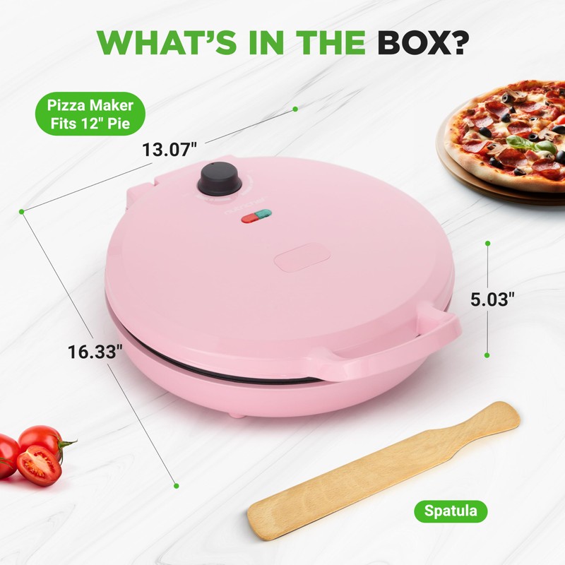 NutriChef Countertop Pizza Maker | 1500W Non-Stick Electric Pizza Cooker