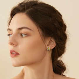 18k Gold Plated Zirconia Earrings Square Crossover Diamond Stud Earrings Cut Simulated Diamond Stud Earrings Jewelry Gift(Style2)