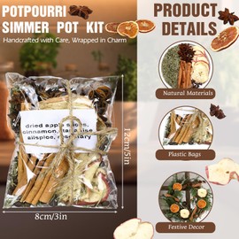 Siifert 4 Pcs Christmas Stovetop Potpourri Xmas Simmer Pot Kit Dried Orange Apple Pieces Potpourri Simmer Pot Room Air Freshener Sachet Botanical Bowl Filler Gift Decor for Holiday Xmas Decor