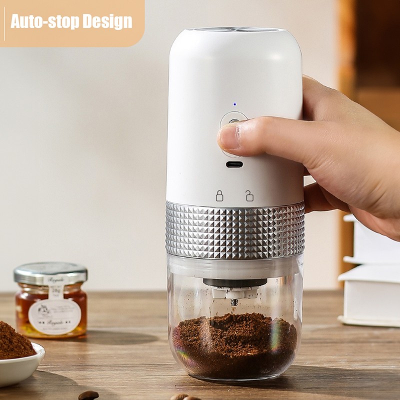 Portable Electric Burr Coffee Grinder 13W 200ml USB Rechargeable Adjustable