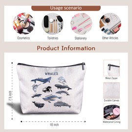 Zomhix Whale Gifts Makeup Bag - Whale Lover Gifts, Beach Cosmetic Bag for Women