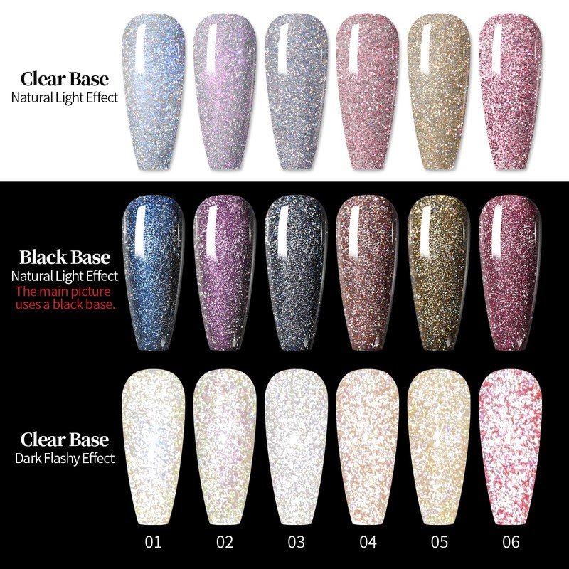 BORN PRETTY Gel Nails, Glitter Flash Nails, Gel Nail Glitter,