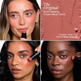 Nudestix Nudies Blush Stick – 3-in-1 Cream Blush for Cheeks, Eyes & Lips with Built-In Brush | Soft Matte Finish for a Natural Flush