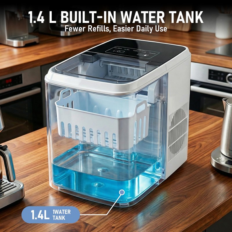 Nalison Countertop Ice Maker 26LBS per Day,9 Ice Cubes in