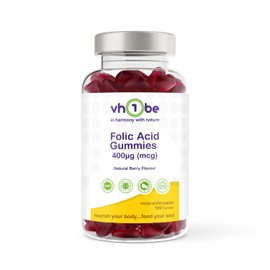 Folic Acid Gummies 400µg – Prenatal & Pregnancy Support – Berry Flavour Vegan Supplement – 120 Gummies