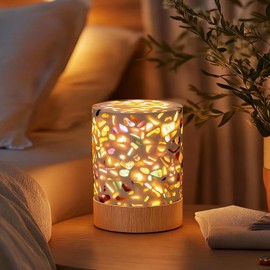 RJINGSHI Crystal Agate USB Night Light, Three-Color Seven-Color Gypsum with Adjustable Brightness for Sleep, Eye Protection (Multicolored Crystal)