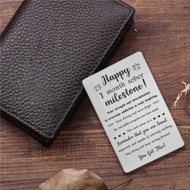 TGCNQ 1 Month Sobriety Gifts - Recovery Gifts for Women Men - 30 Day Sober Anniversary Metal Card