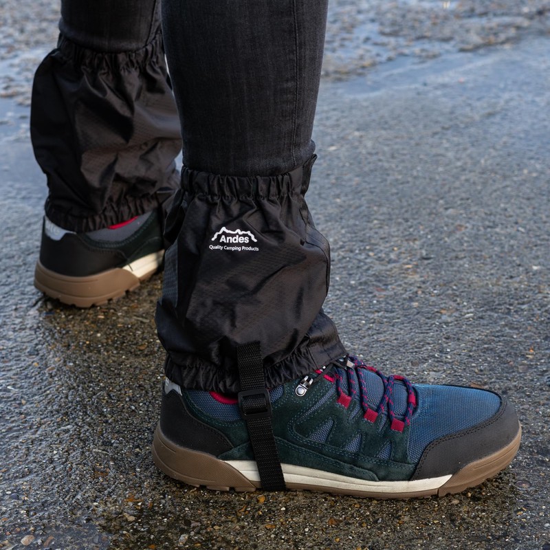 Andes Black Waterproof Ankle Gaiters, For Walking, Trekking, Hiking Boots
