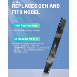 ACEBRI Mulching Blades 22 '' Fit for Husqvarna 580244001, 580244002 Mower Blades 1Pack